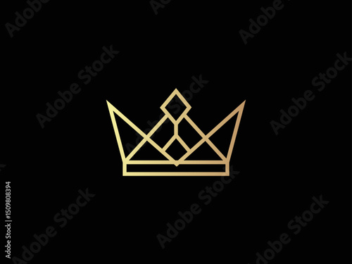 Geometric Gold Crown on Black Background