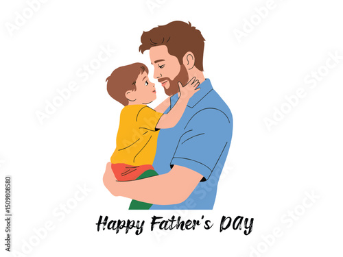 Loving Father Holding Child Vector Art – Family Holiday Greeting