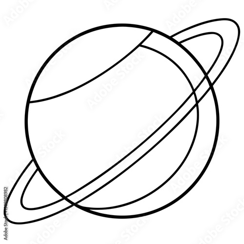 Minimalist planet and orbit line art vector illustration 