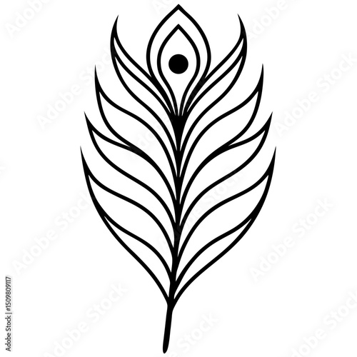 Peacock feather pattern line art vector illustration