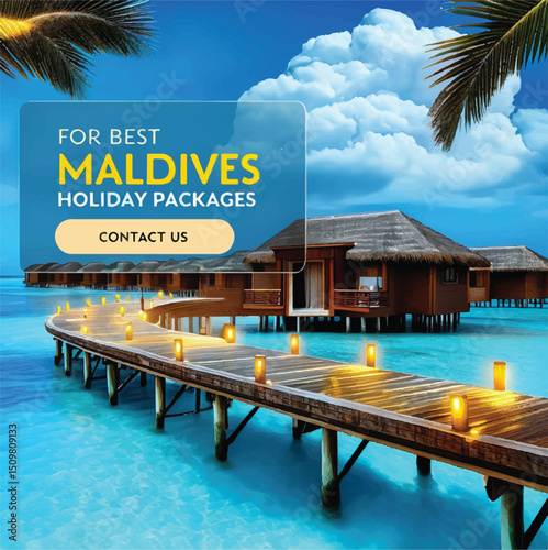 "Maldives Luxury Resort Overwater Bungalows - Dream Tropical Getaway