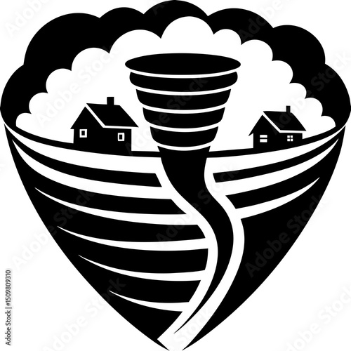Tornado funnel in farmland vector illustration
