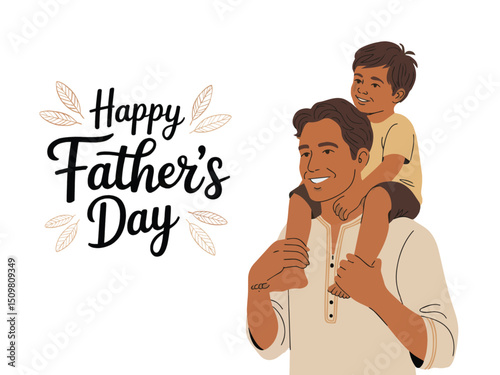 Hand-Drawn Dad and Son Hugging – Vector Family Love Concept