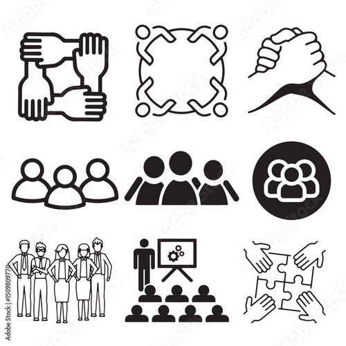 Teamwork and Collaboration Icon Set