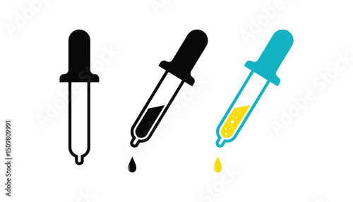 Set of dropper. chemistry icon. dropper with drop of liquid. vector icon