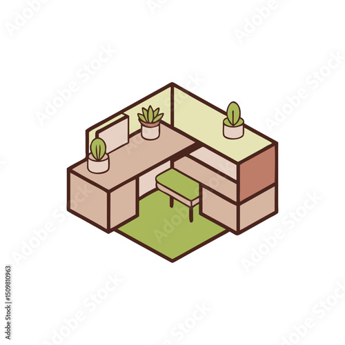 Isometric Office Workspace