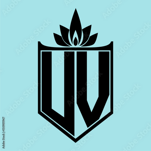 UV Logo with Elegant Crown Symbol and Shield