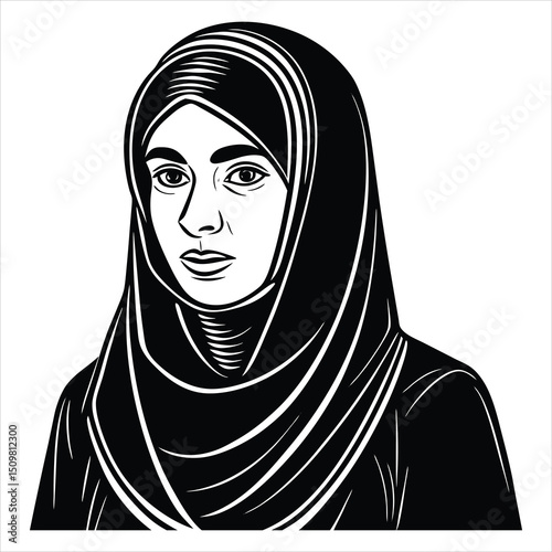 Vector illustration of a muslim woman in a hijab on a white background