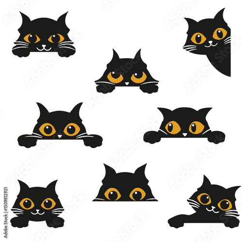 Adobe Illustrator Artwork Black Cat yellow eay vector image