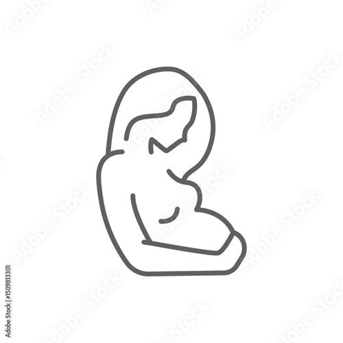 Pregnancy icon. Simple outline style. Pregnant woman, maternal, lady, fertility, mom, baby, mother, gynecology, health concept. Thin line symbol. Editable stroke