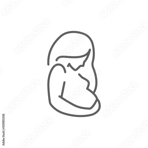 Pregnancy icon. Simple outline style. Pregnant woman, maternal, lady, fertility, mom, baby, mother, gynecology, health concept. Thin line symbol. Editable stroke