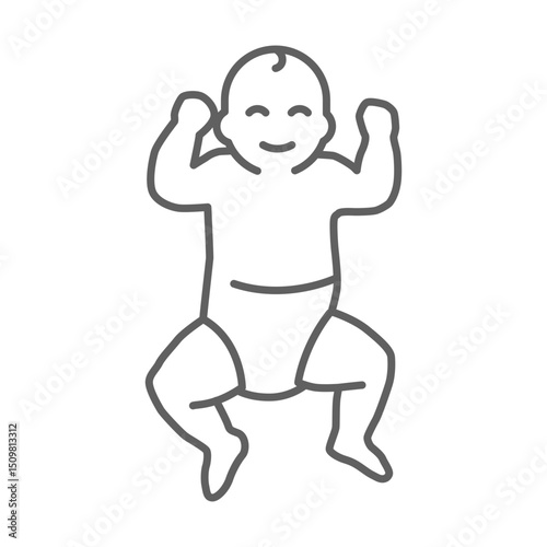 The child lies on his back line icon. Simple outline style. Toddler development. Early childhood. Editable stroke