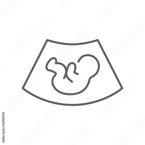 Ultrasound of fetus line icon. Concept of baby in womb mother, pregnancy and health, examination procedure of embryo, placenta, umbilical cord. emblem for gestational center. Editable stroke
