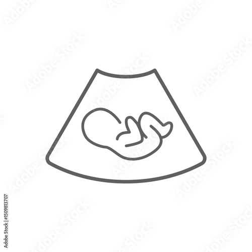 Ultrasound of fetus line icon. Concept of baby in womb mother, pregnancy and health, examination procedure of embryo, placenta, umbilical cord. emblem for gestational center. Editable stroke
