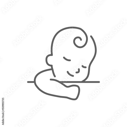 Baby sleep line icon. baby sleeping on the table. Simple outline style. Editable stroke