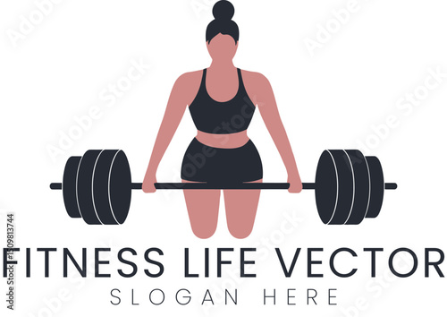 Strong Woman Fitness Life Vector Logo gym girl    