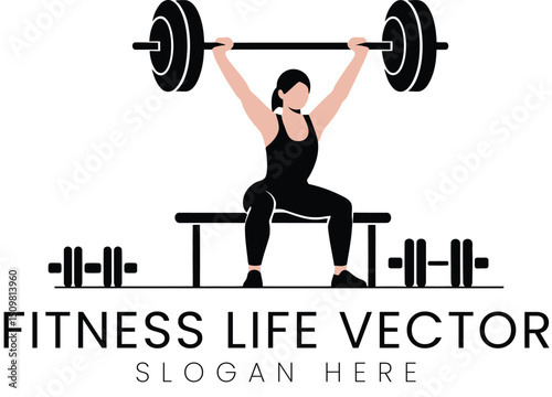 Strong Woman Weightlifting Fitness Logo gym body  