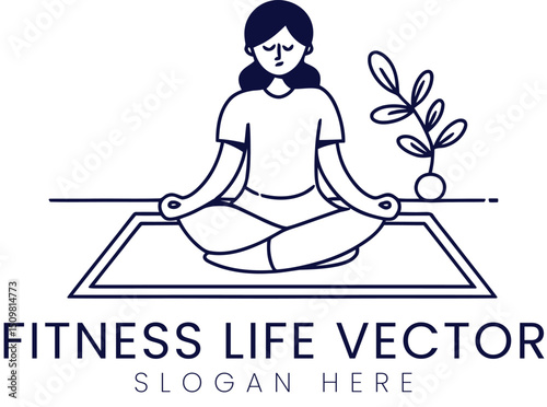 Woman Meditating Fitness Life Vector Art zen yoga 