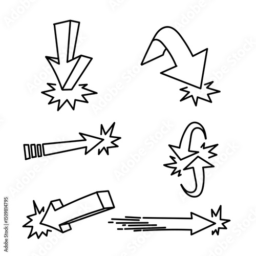 doodle arrow icon hit target impact cartoon