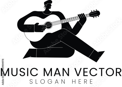 Stylish Music Man Guitar Vector Art song cool calm
