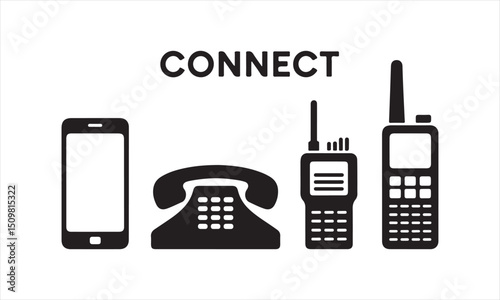 Evolution of Communication Devices – Connect Concept with Phone Icons