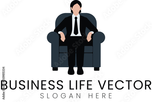 Businessperson Sitting Modern Chair Vector tie    
