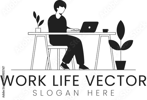 Work Life Balance Vector Illustration pot cup art 