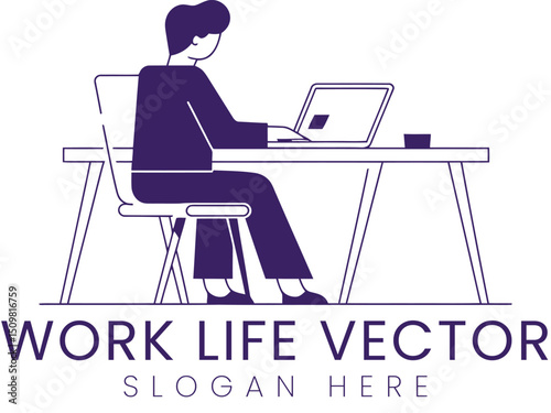 Person Working Laptop Desk Office Vector man job  