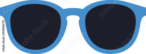 round blue sunglasses, black tinted lenses, stylish fashion accessory, modern eyewear, casual chic aesthetic
