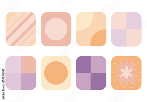 Pastel Color Block App Icons A Set of Eight Unique Designs
