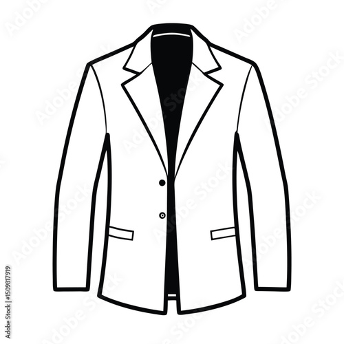 Hand drawn jacket outline on white background. Clothing costumes, Education and school kids coloring page