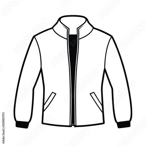 Hand drawn jacket outline on white background. Clothing costumes, Education and school kids coloring page