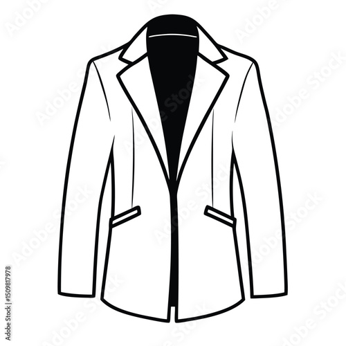 Hand drawn jacket outline on white background. Clothing costumes, Education and school kids coloring page