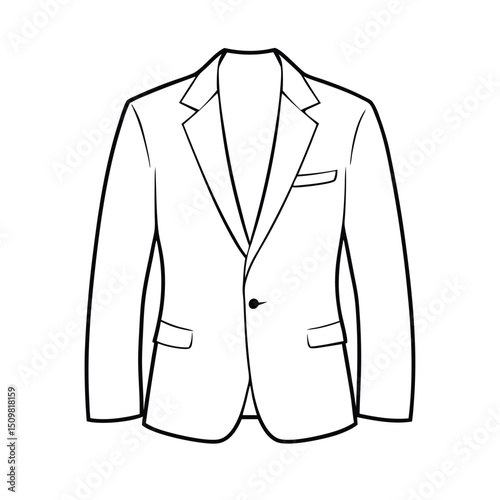 Hand drawn jacket outline on white background. Clothing costumes, Education and school kids coloring page