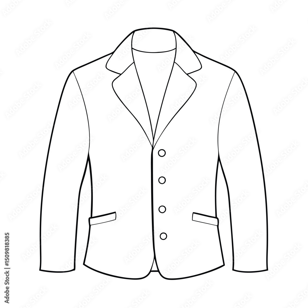 Hand drawn jacket outline on white background. Clothing costumes, Education and school kids coloring page Hand drawn jacket outline on white background. Clothing costumes, Education and school kids coloring page