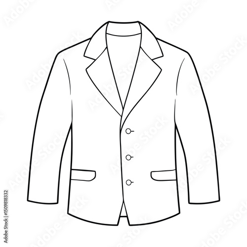 Hand drawn jacket outline on white background. Clothing costumes, Education and school kids coloring page