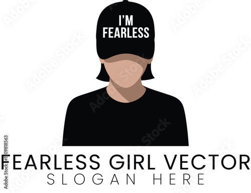 Fearless Girl Vector Graphic Design cap bold flat 