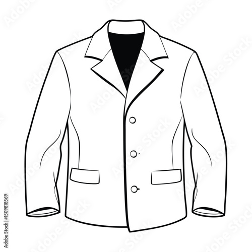Hand drawn jacket outline on white background. Clothing costumes, Education and school kids coloring page