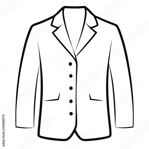 Hand drawn jacket outline on white background. Clothing costumes, Education and school kids coloring page