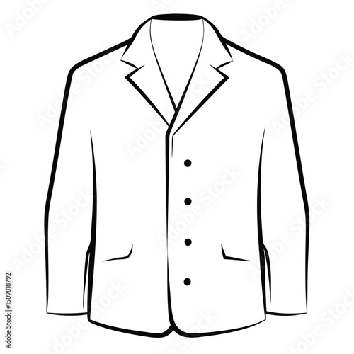 Hand drawn jacket outline on white background. Clothing costumes, Education and school kids coloring page