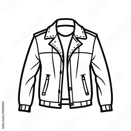 Hand drawn jacket outline on white background. Clothing costumes, Education and school kids coloring page