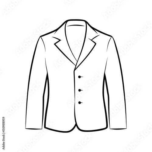 Hand drawn jacket outline on white background. Clothing costumes, Education and school kids coloring page