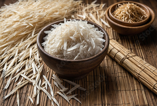 Rice paper with faint bamboo fiber