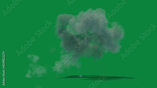 Crafted with precision using vector-based 3D illustration techniques, this gas explosion clip provides a clean chroma key backdrop, enabling creators to overlay the element on any background of their 