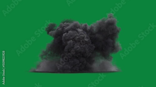 Crafted with precision using vector-based 3D illustration techniques, this gas explosion clip provides a clean chroma key backdrop, enabling creators to overlay the element on any background of their 