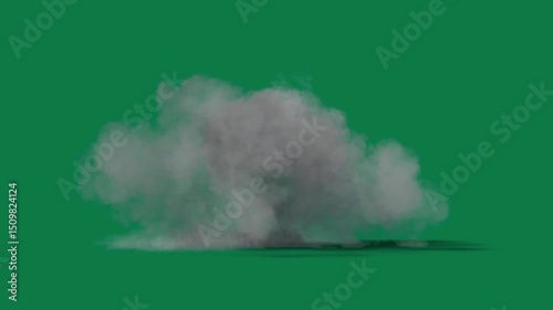Crafted with precision using vector-based 3D illustration techniques, this gas explosion clip provides a clean chroma key backdrop, enabling creators to overlay the element on any background of their 