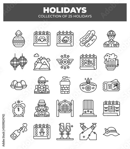 Collection of 25 Holidays. A Visual Guide to Festive Celebrations