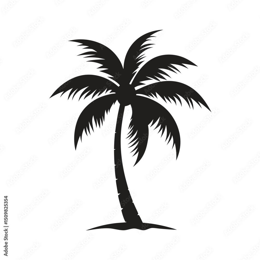 Obraz premium Sea Black coconut tree silhouette
