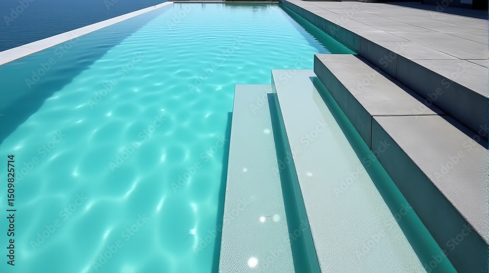 Obraz premium Luxurious Infinity Pool with Crystal Clear Water Reflecting a Serene Sky a Perfect Summer Escape