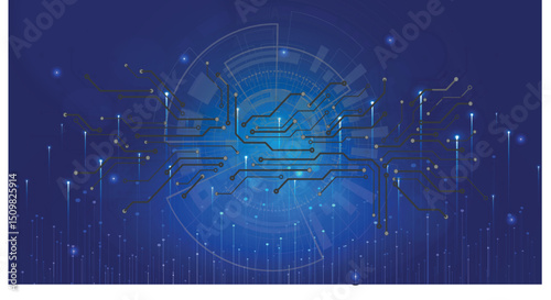 Abstract blue lines and blue dots  background